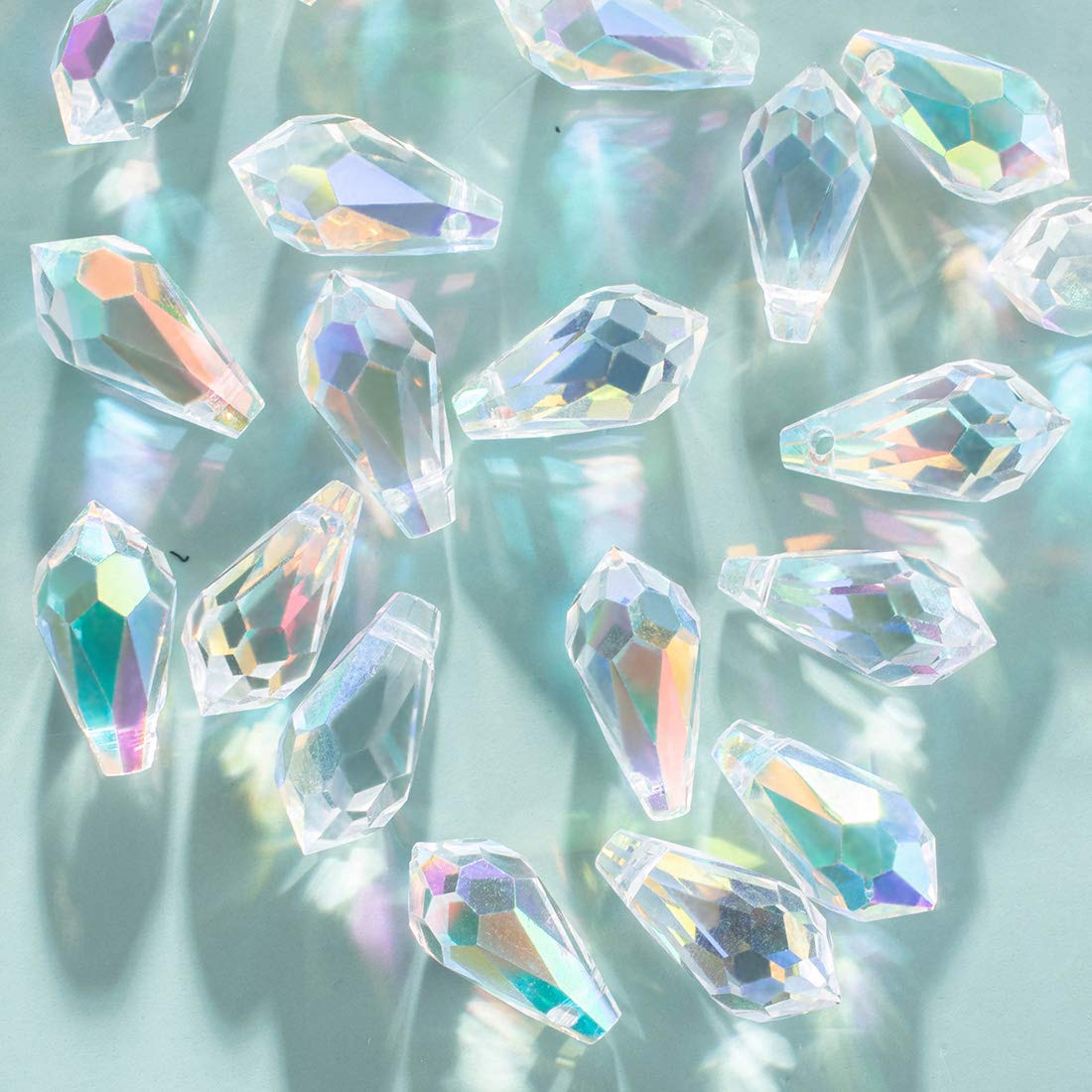 72pcs 7x14mm Top Drilled AB Crystal Teardrop Beads & 80pcs 8mm Vertical Hole AB Crystal Round Beads for Jewelry Making - DIY Bracelets, Necklaces, Earrings, Craft Projects
