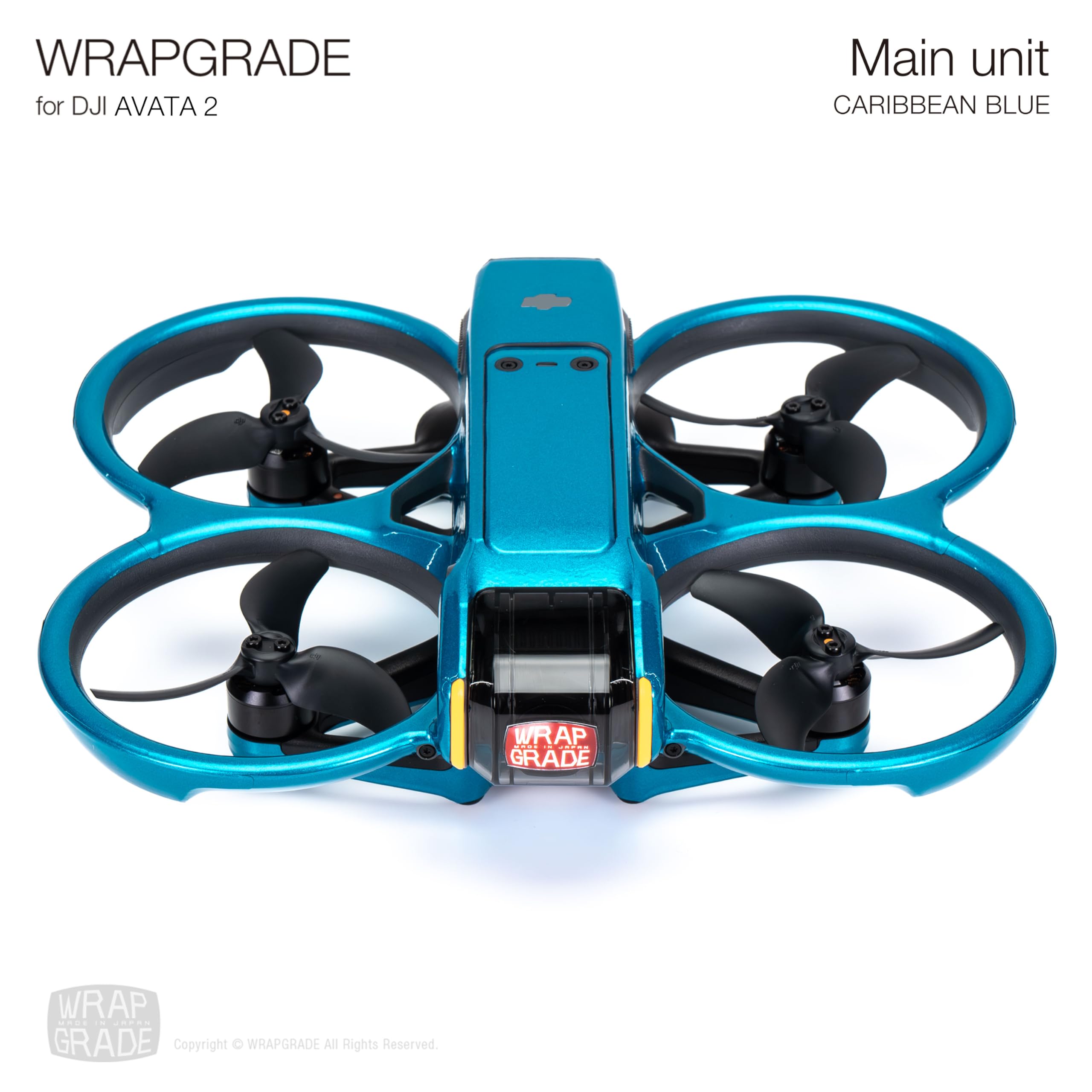 Premium WRAPGRADE Skin Stickers for DJI Avata 2 Drone - Caribbean Blue Color | Protective Vinyl Decal Wrap | Customizable Design for FPV Racing & Aerial Photography