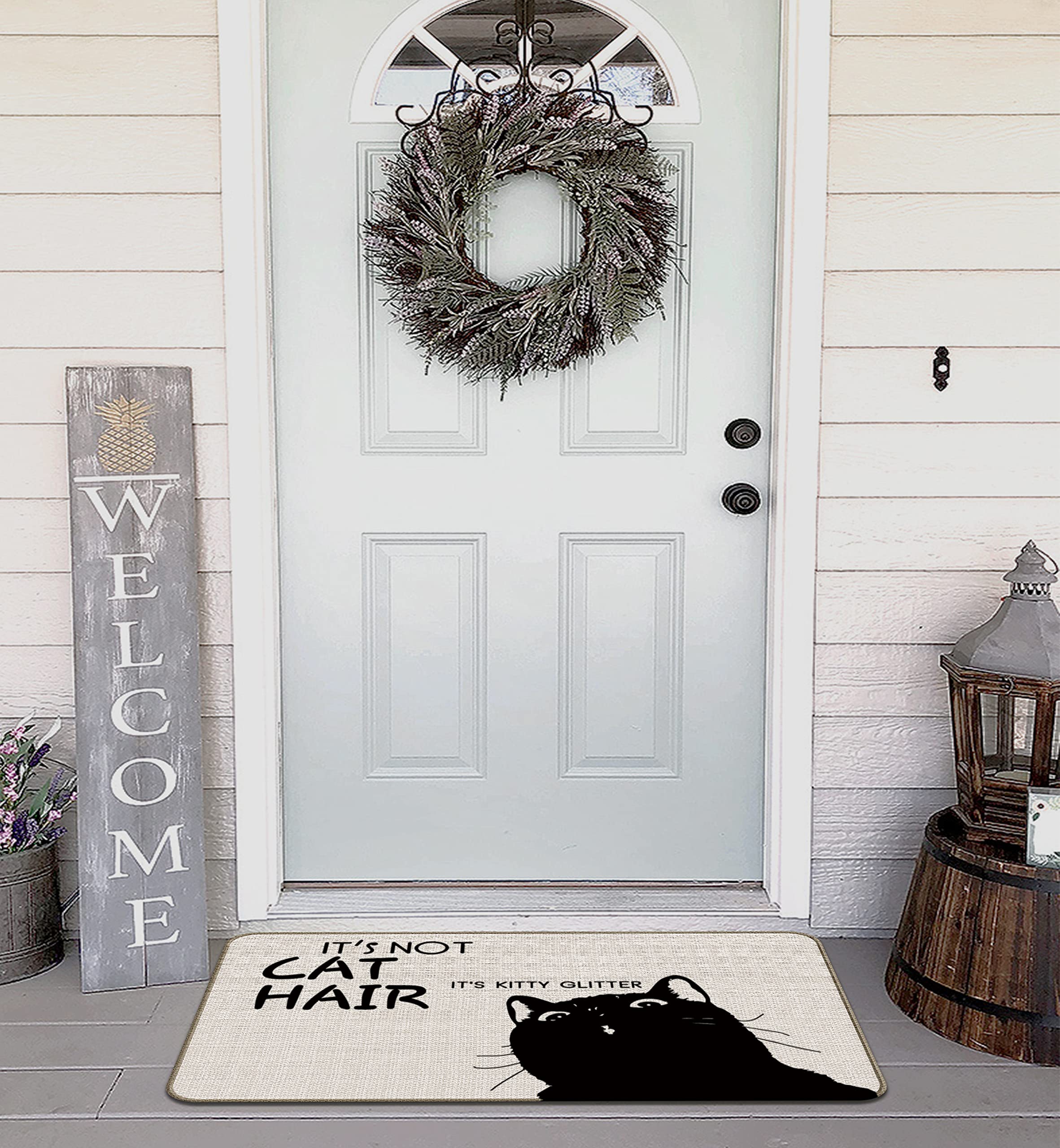 Non-Slip Black Cat Doormat - 30''x17'' Cute Cat Lover Gift for Home Decor