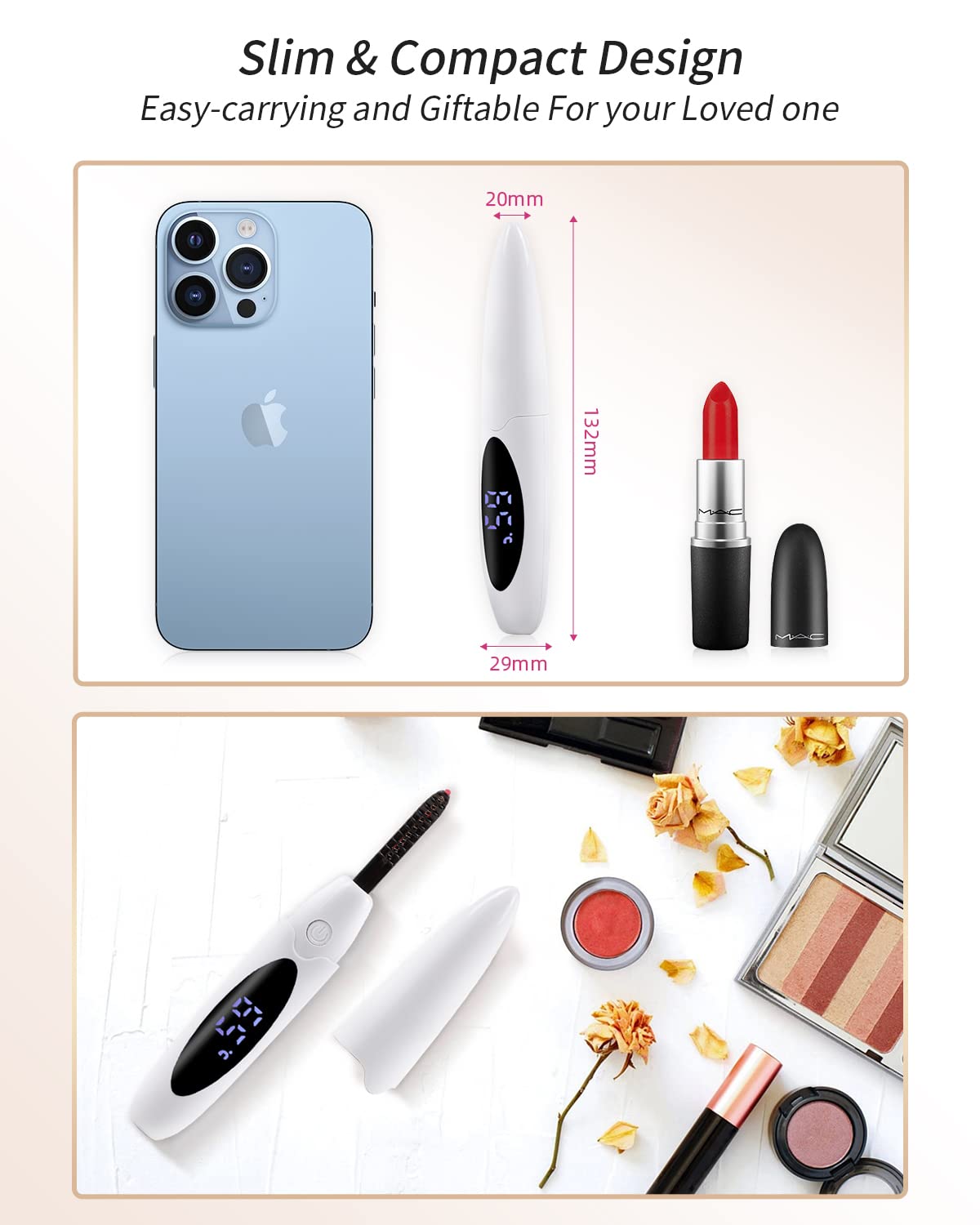 Electric Heated Eyelash Curler - Rechargeable Lash Curling Wand with Built-in Comb for Natural Long-Lasting Curls | Perfect for Home Use, Travel & Professional Makeup | Quick Warm-Up & 24H Hold