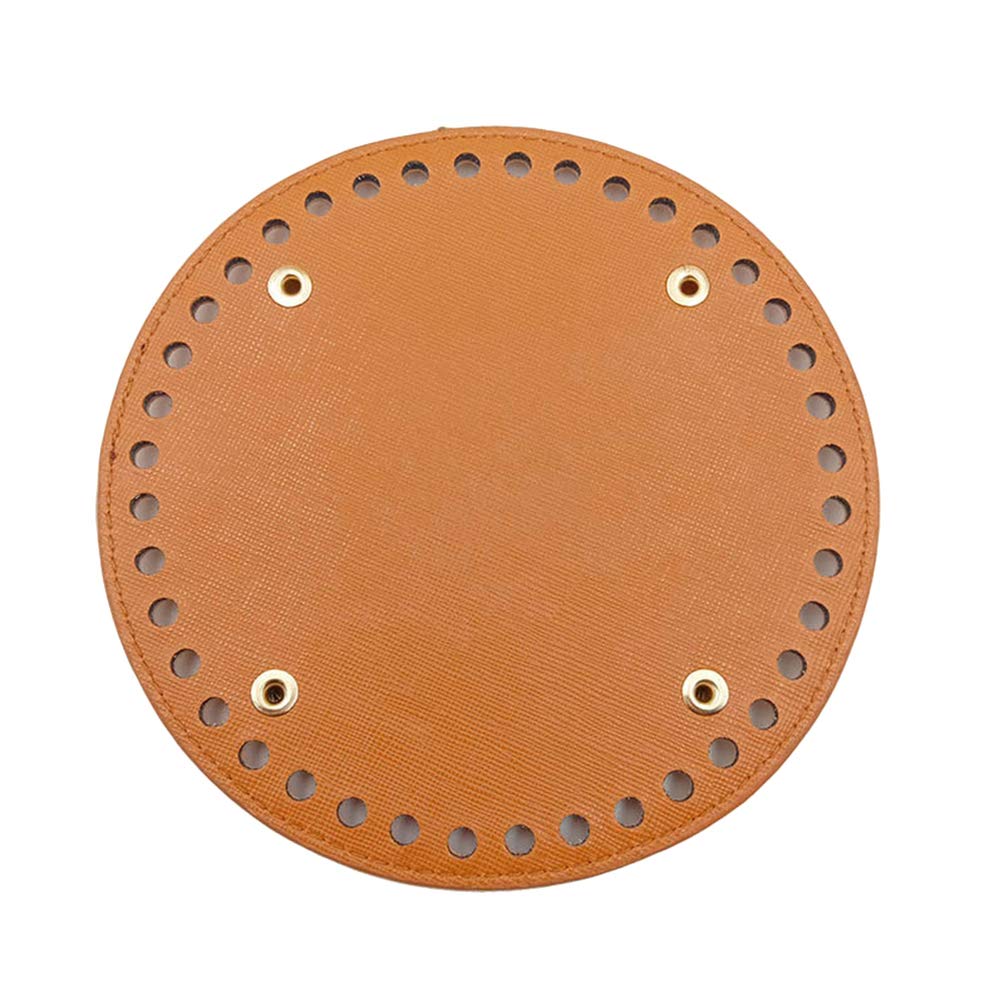 14CM Round Knitting Crochet Bag Base Shaper - PU Leather Purse Insert for DIY Craft Sewing | Replacement Bottom Organizer for Handbags, Totes & Purses | Perfect for Organizing & Protecting Your Bags (Brown)