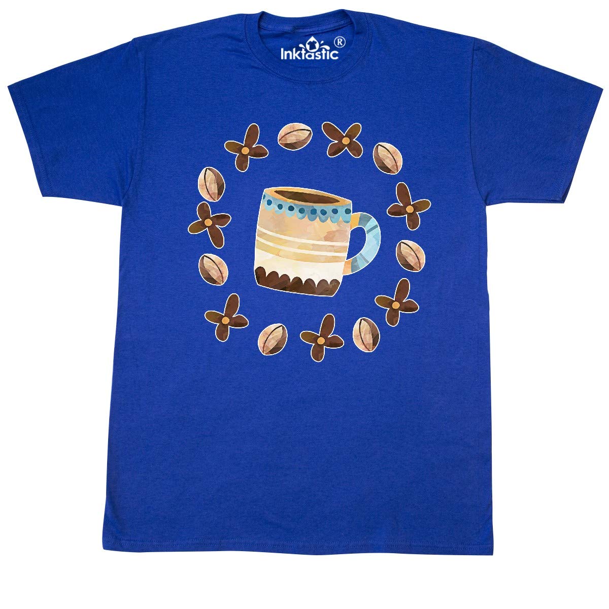 Inktastic Coffee Beans Flower Circle Coffee Cup Graphic T-Shirt - Perfect for Baristas, Coffee Lovers & Casual Wear