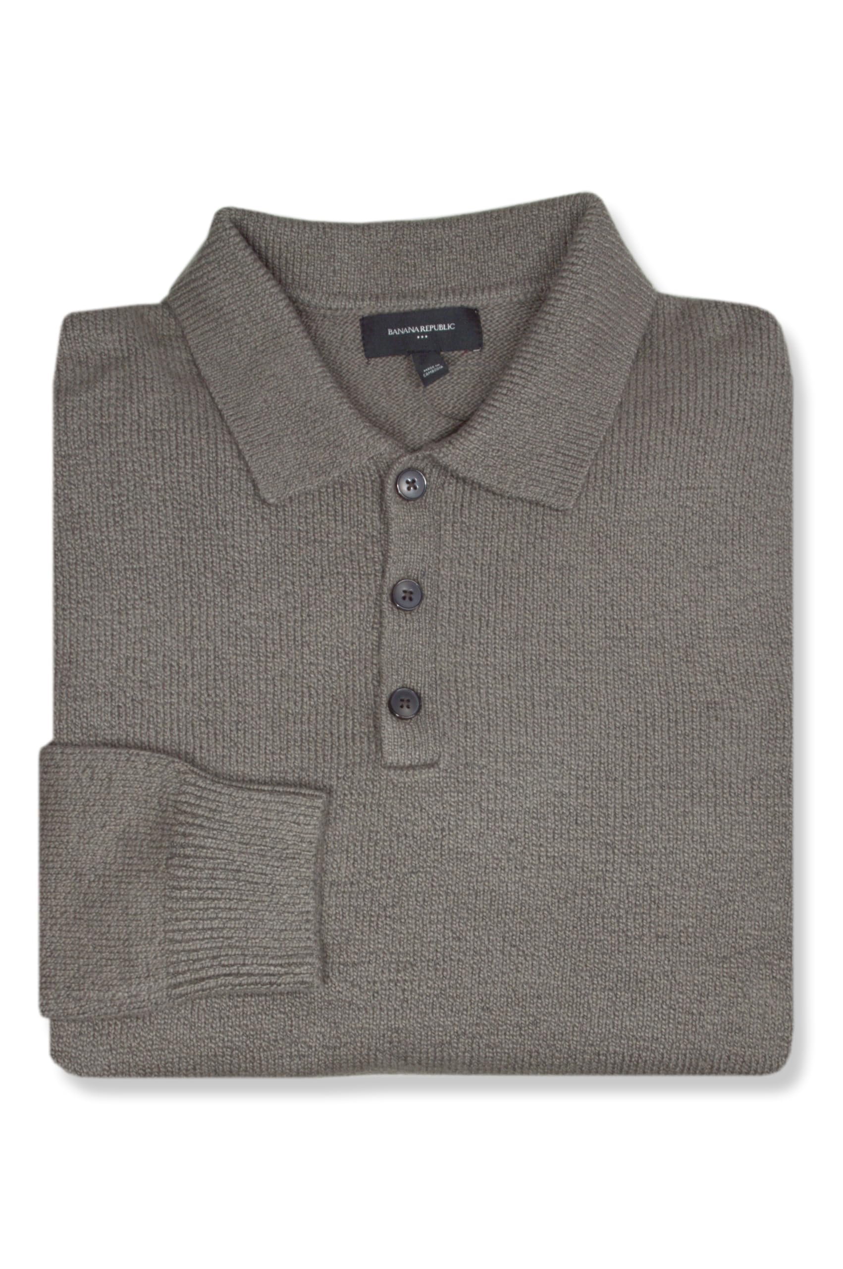 Banana Republic Men's 496098 Cozy Cotton Blend Long Sleeve Polo Sweater - Comfortable Casual Wear for Office, Travel & Fall Layering
