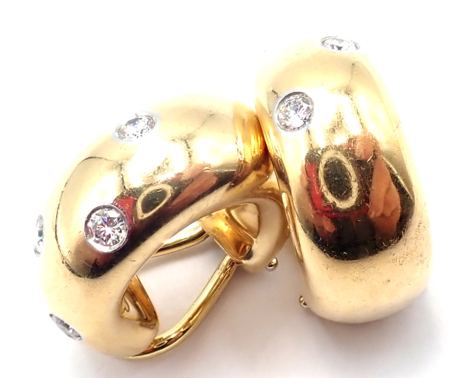 Authentic Tiffany & Co 18k Yellow Gold Platinum Diamond Etoile Hoop Earrings - Luxury Jewelry for Women, Perfect for Weddings, Parties & Special Occasions