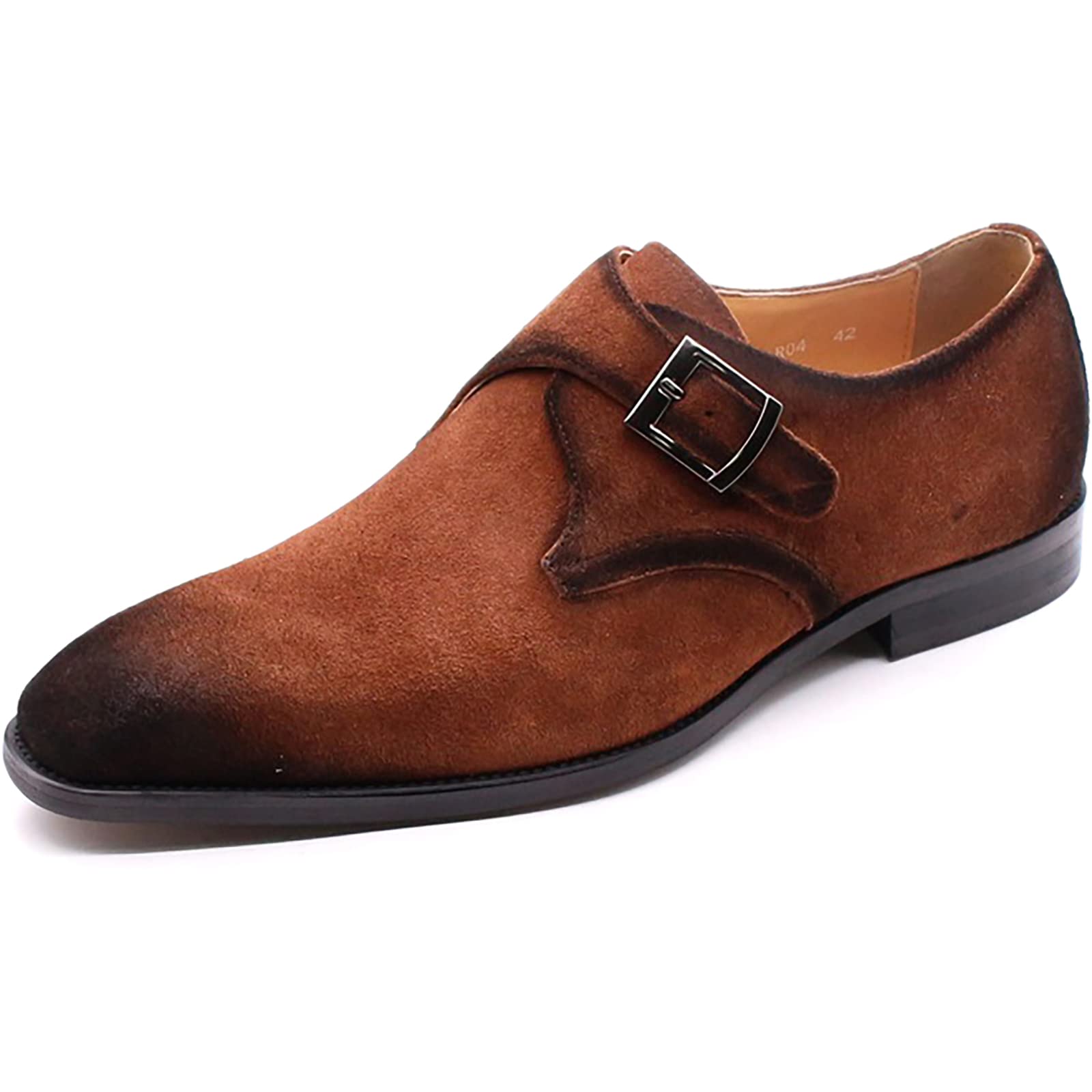 **Men's Genuine Leather Monk Strap Shoes - Black & Brown Business Casual Loafers | Handmade Vintage Style for Office, Wedding & Formal Events**