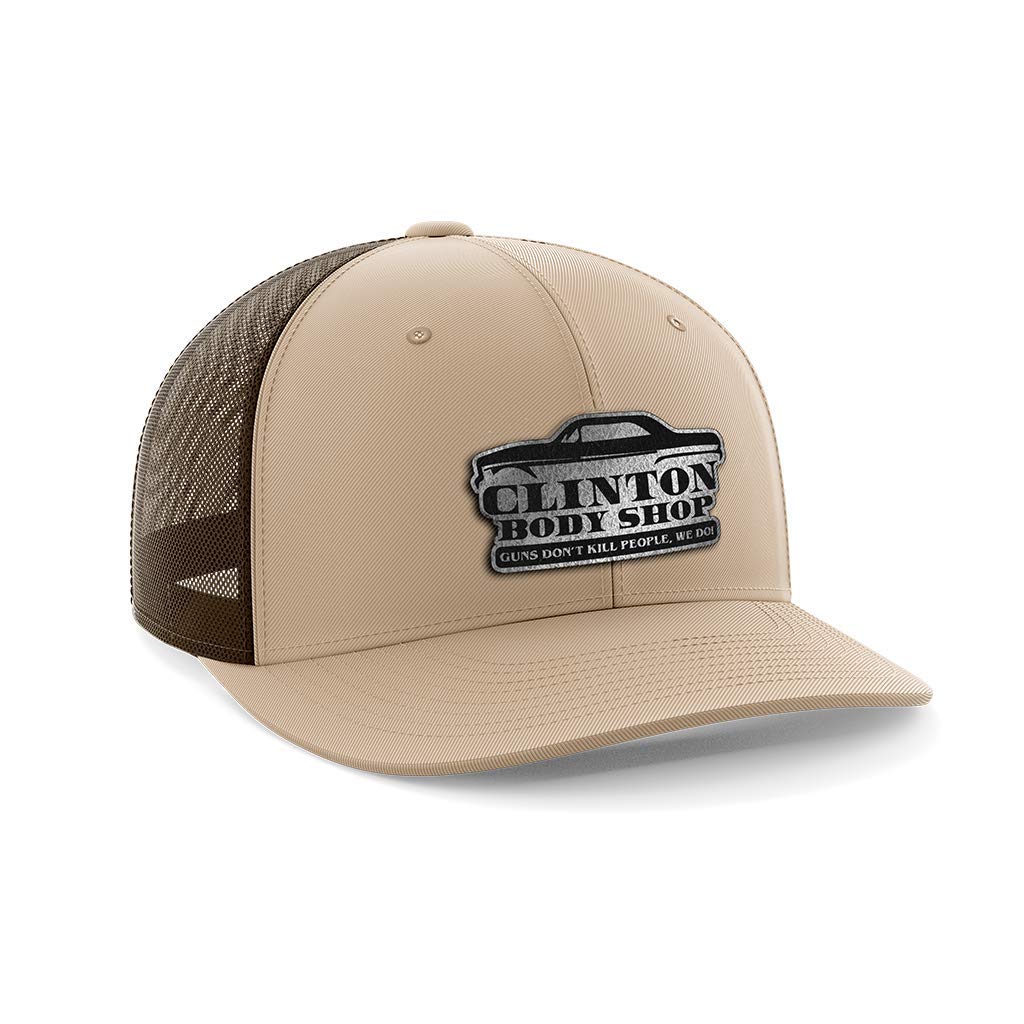Guns Don't Kill People Clintons Do Black Leather Patch Hat - Political Statement Hat for Men & Women - Perfect for Protests, Rallies & Conservative Events