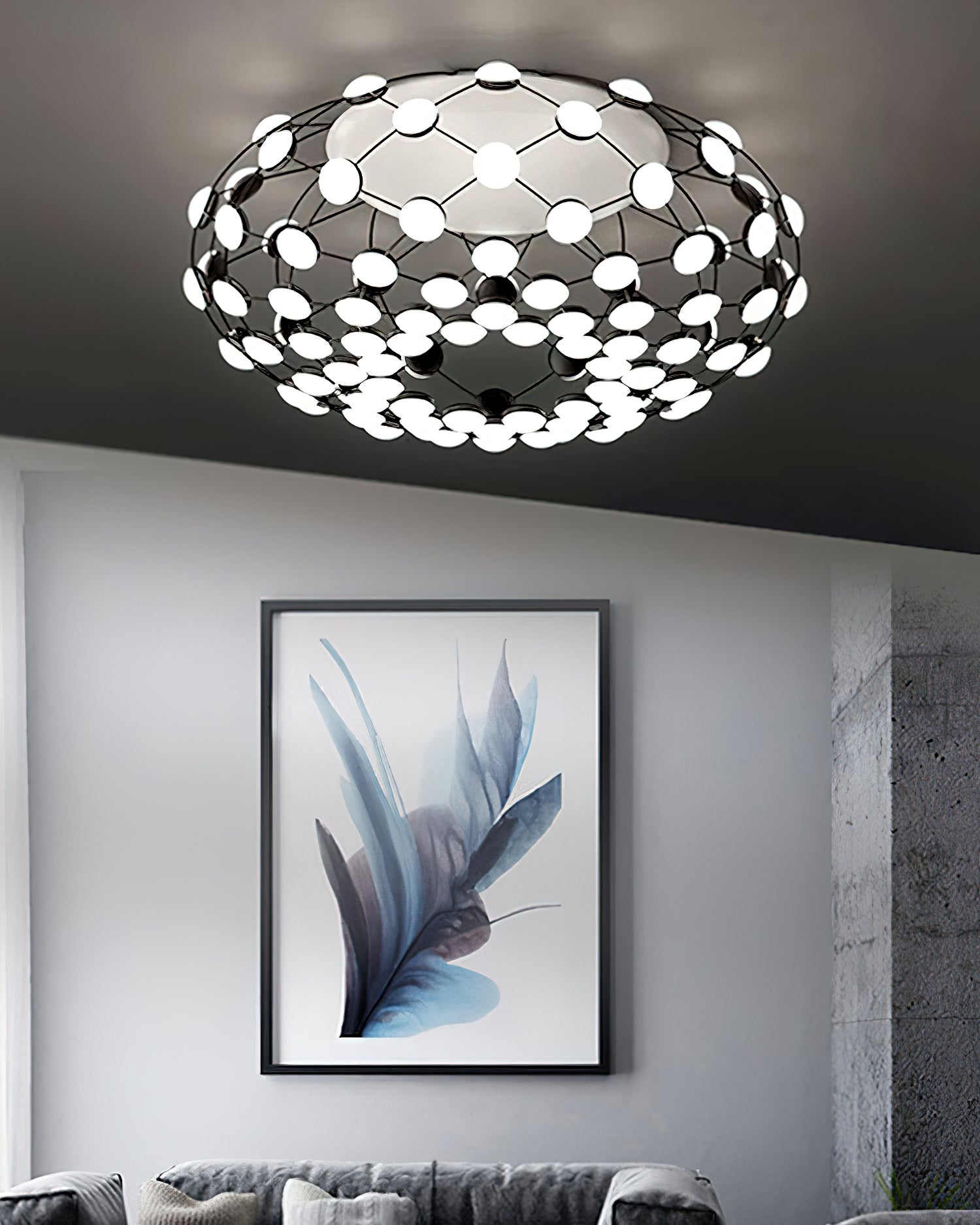 Modern Black and White Mesh Ceiling Lamp - Stylish Pendant Light for Living Room, Bedroom, Dining Room & Office Decor