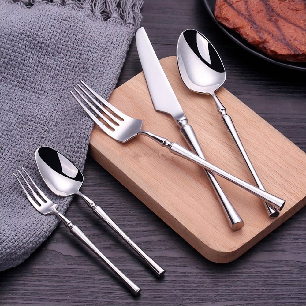 Premium Marina Flatware Place Setting - 5-Piece Stainless Steel Cutlery Set for Dining, Kitchen & Entertaining - Includes Knife, Fork, Spoon, Salad Fork & Teaspoon - Elegant Tableware for Restaurants, Weddings & Dinner Parties