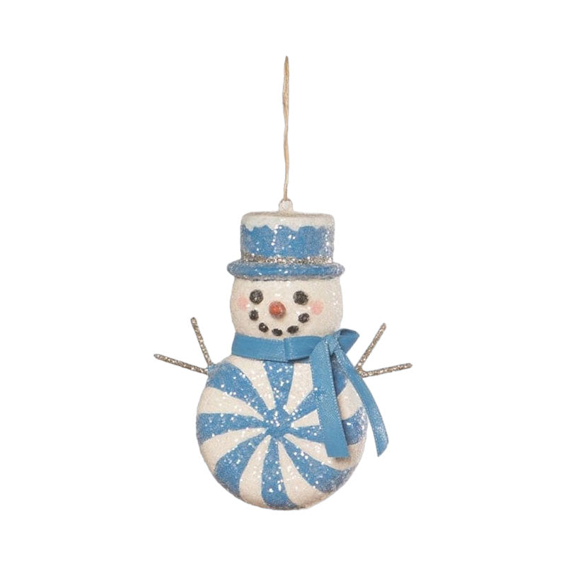 Blue Peppermint Snowman Christmas Ornament - Handcrafted Holiday Decor by Bethany Lowe Designs - Perfect for Tree Decorating, Gift Giving & Festive Home Decoration