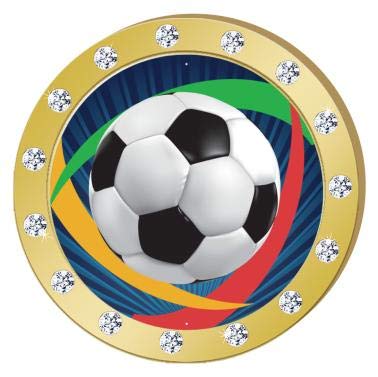 Gold Rhinestone Soccer Pin with Colored Background - Elegant Crown Awards Soccerball Badge for Jerseys, Jackets & Hats | Perfect for Team Awards, Fan Gifts & Sports Memorabilia