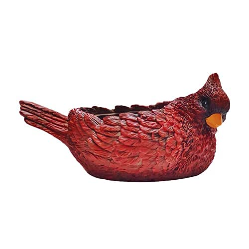 Red Cardinal Resin Planter & Candle Holder - Hand-Painted Bird Flower Pot for Home & Garden Decor - Perfect for Indoor Plants, Succulents, or Tabletop Centerpiece