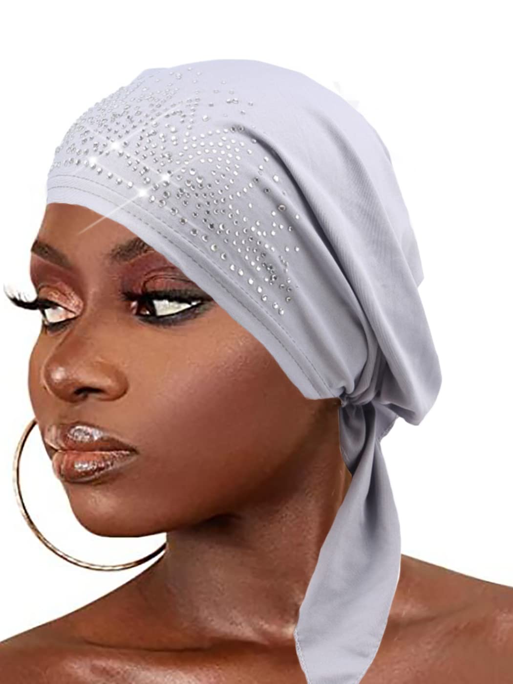 CAKURE Rhinestone Head Wraps - African Turban Headscarf for Women | Stylish Chemo Cap, Cancer Head Cover & Fashion Headband (Type E) - Perfect for Church, Weddings & Special Occasions