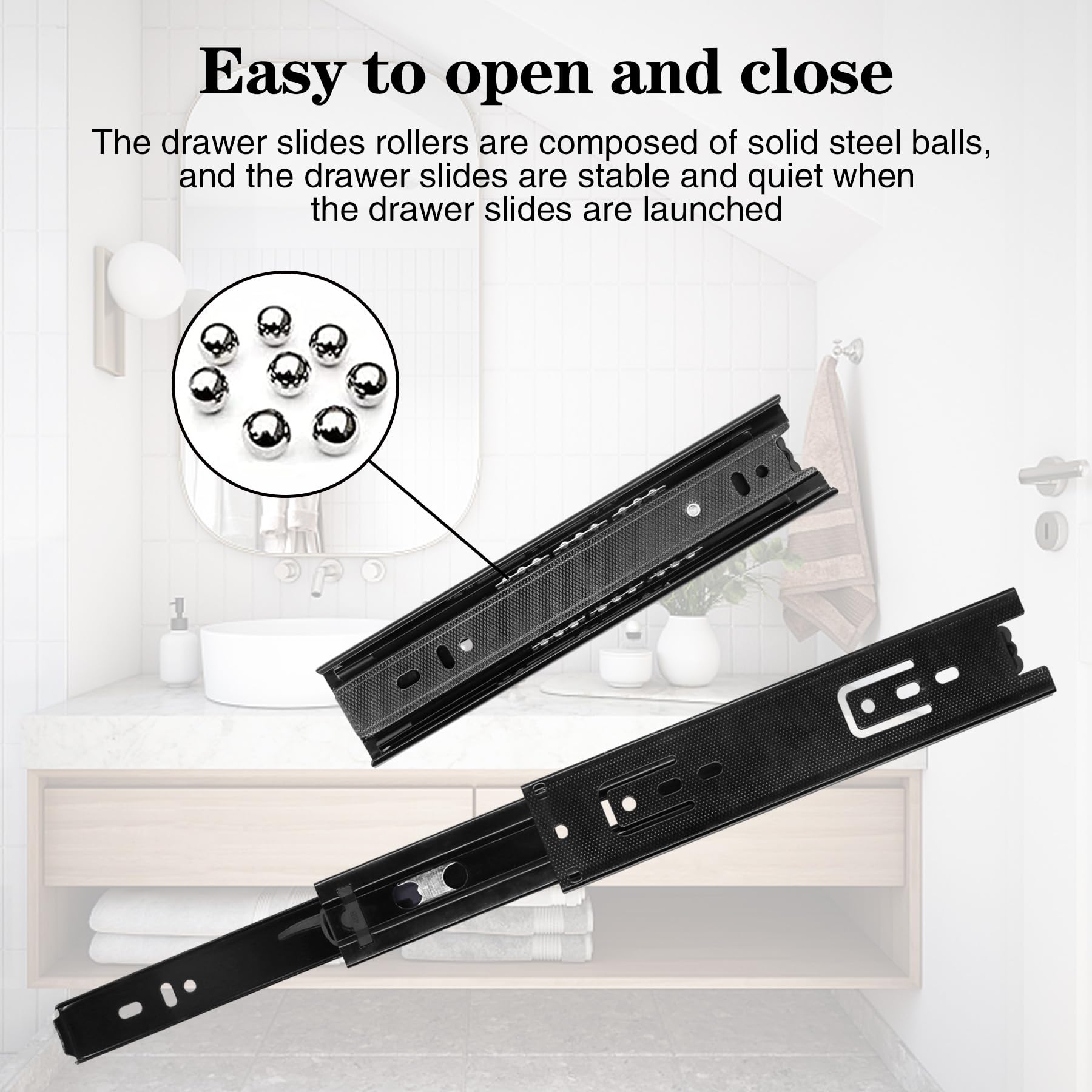Heavy Duty Undermount Drawer Slides 2Pcs 8 Inch - Cabinet Drawer Slides for Dressers, Keyboard Trays, Tables, Shelves & Nightstands | Perfect for Home Office & Kitchen Organization