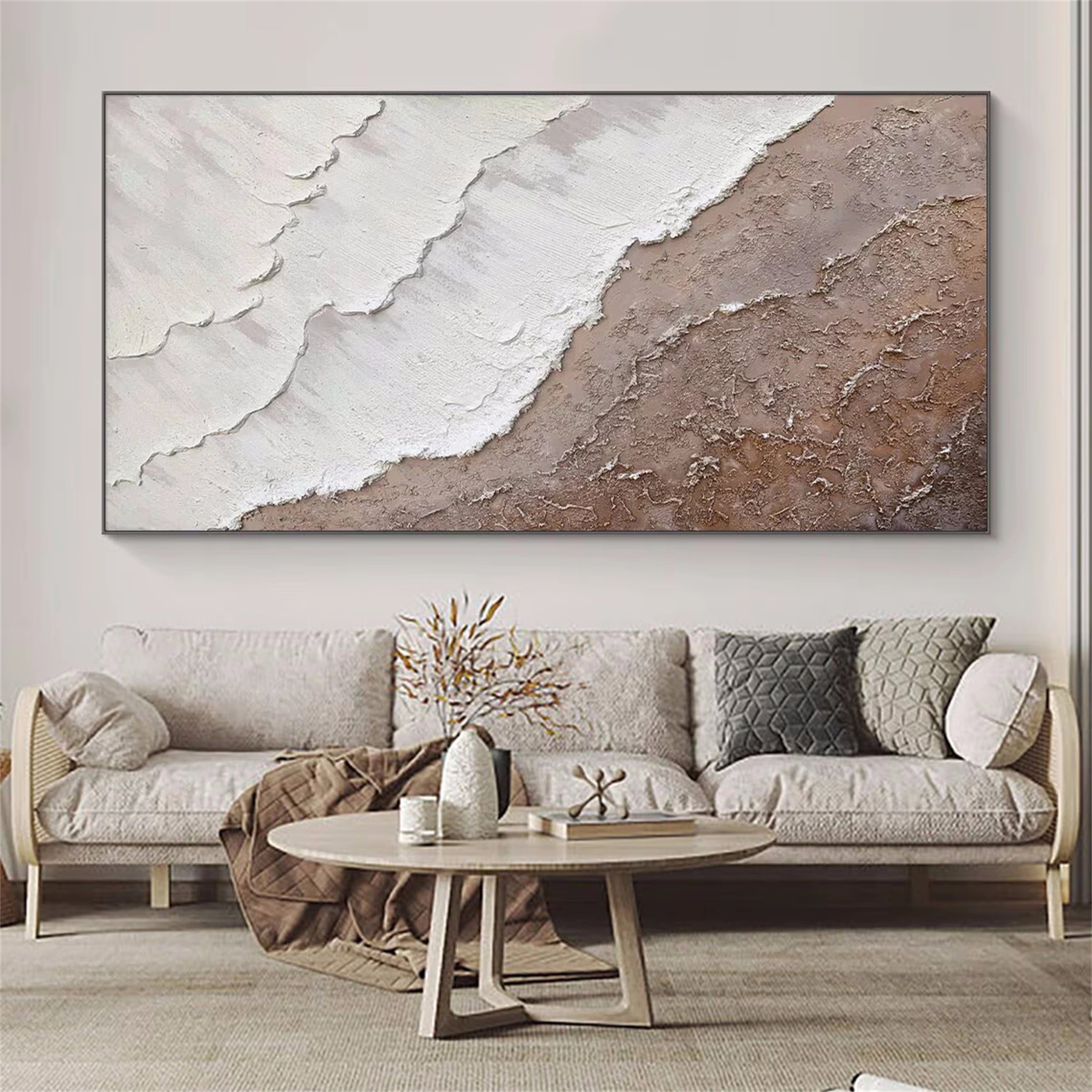 Ocean and Sky Painting #OS 104 - Handmade Canvas Wall Art for Home Decor, Office & Living Room - Serene Seascape Landscape Artwork