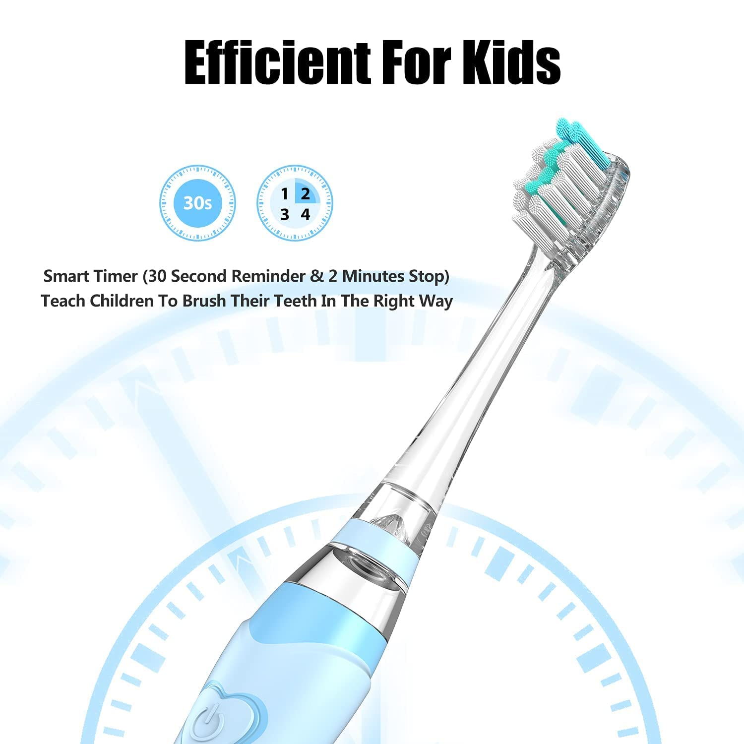 DADA-TECH Rechargeable Electric Toothbrush for Kids - Blue (DT-K6 & DT-KE9 Models) | Gentle Teeth Cleaning with Soft Bristles | Perfect for Children's Oral Care & Travel Use