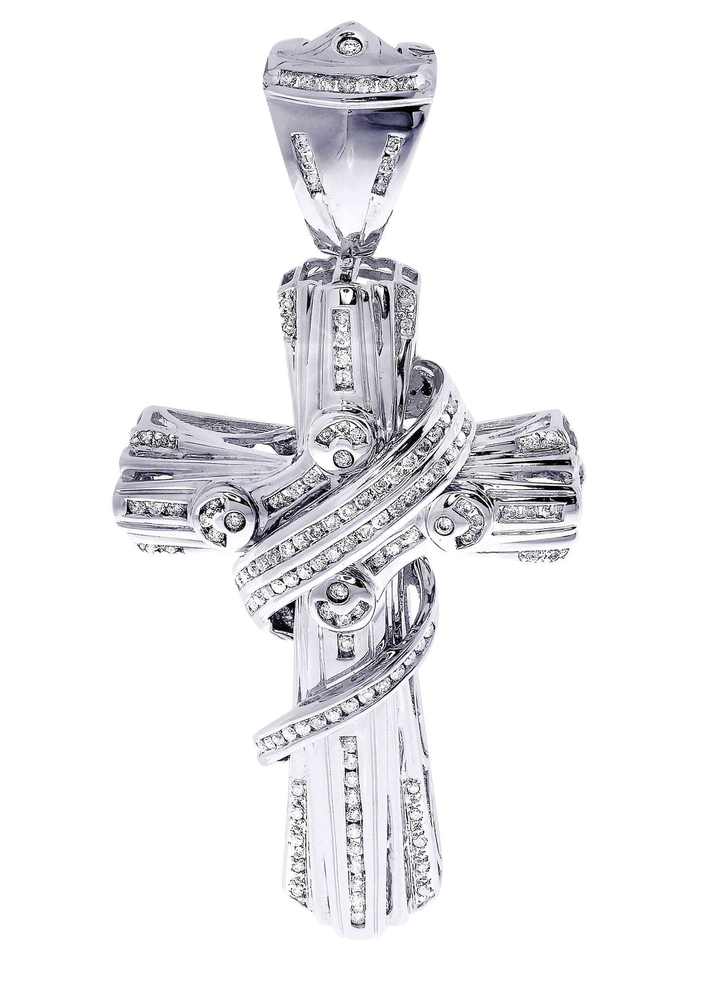 1.68 Carat Diamond Cross Pendant Necklace - 29.86 Grams Solid Gold Religious Jewelry for Women & Men - Perfect for Baptism, Confirmation & Wedding Gifts