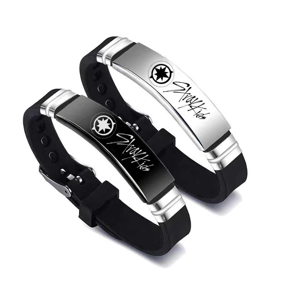 2 Pack Kpop Stray Kids Merch Bracelets - Stray Kids Charm Silicone Wristbands for Fans, Concert Jewelry Gifts for KPOP Lovers | Perfect for Concerts, Fan Meetings, and Daily Wear