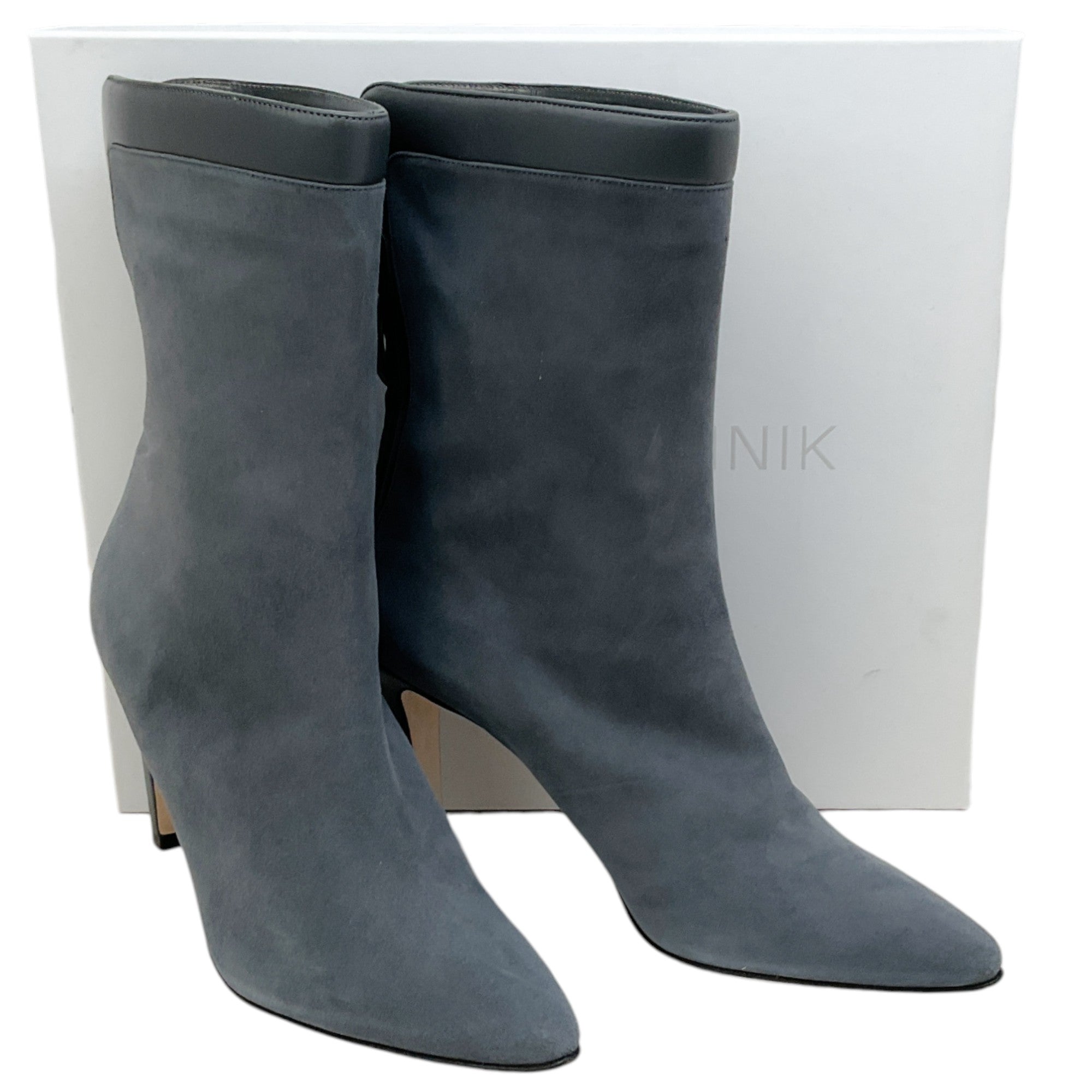 Manolo Blahnik Grey Suede Leather Zufapla Boots for Women - Stylish Ankle Booties for Fall & Winter Fashion | Perfect for Office, Date Night & Evening Events
