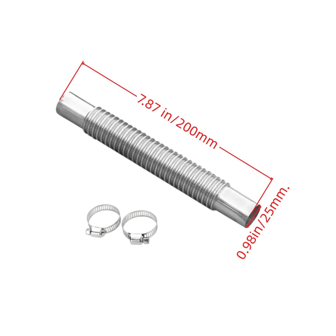 Stainless Steel Spiral Corrugated Exhaust Pipe for Parking & Diesel Heaters - 7.87in/20cm with Clamps (2PCS) - Perfect for RV, Truck, and Marine Heating Systems