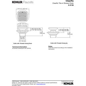 Kohler K-9136-BV Square Tile-In Shower Drain in Vibrant Brushed Bronze - Perfect for Modern Bathroom Renovations & Luxury Shower Installations