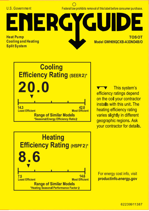 9,000 BTU Mini Split Heat Pump Air Conditioner 120V - Energy Efficient Cooling & Heating System for Small Rooms, Bedrooms, Offices - Perfect for Year-Round Comfort
