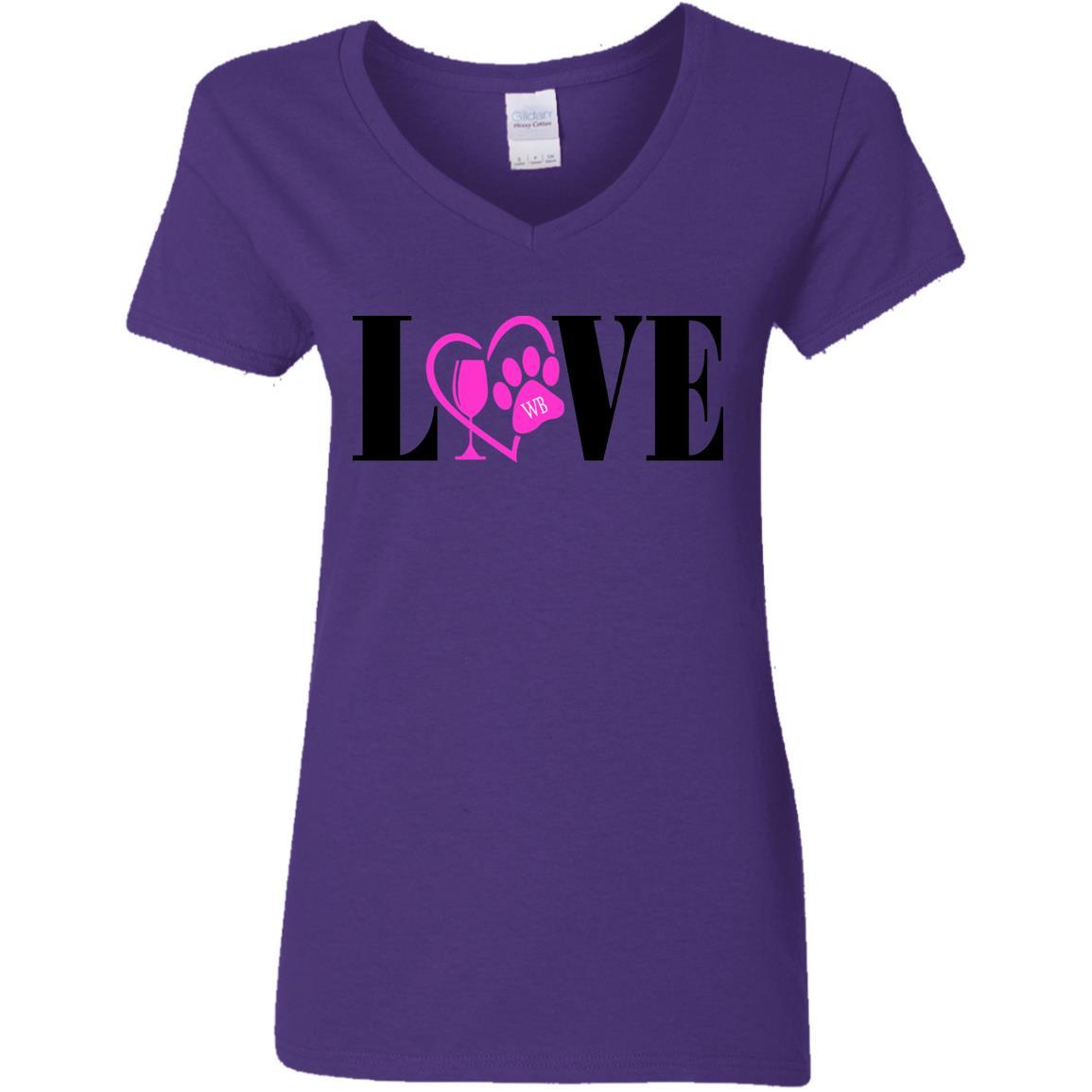 WineyBitches.co Women's 5.3 oz V-Neck T-Shirt - Soft Cotton Casual Tee for Everyday Wear, Girls Night Out & Wine Tasting Events