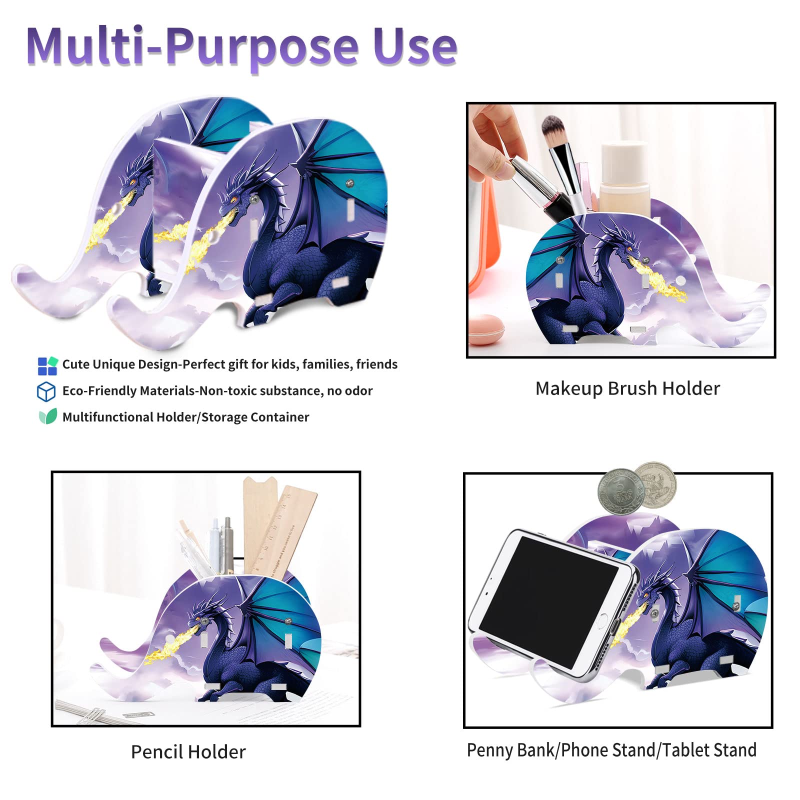 Premium XXL Large Mouse Pad with Stitched Edges - Full Desk Gaming Mousepad with Built-in Brush Holder & Phone Stand, Includes Coaster Set - Multi-Purpose Desk Organizer for Office & Home (Purple) - Perfect for Gaming, Work & Crafting