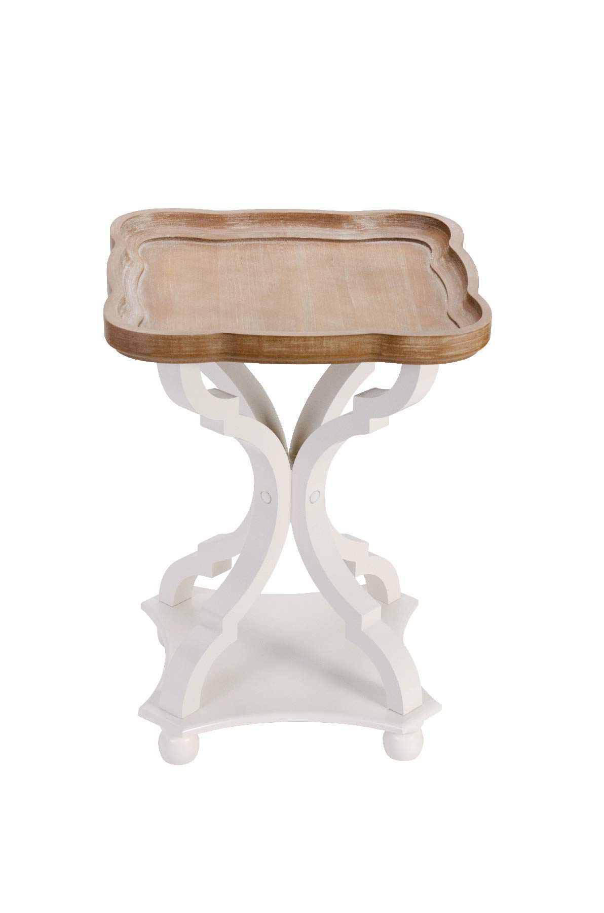 LONYKE Farmhouse End Table - Rustic Accent Side Table with Natural Tray Top, Handcrafted Finish, Modern White Nightstand for Living Room, Bedroom, or Dining Room - Perfect for Cozy Family Spaces