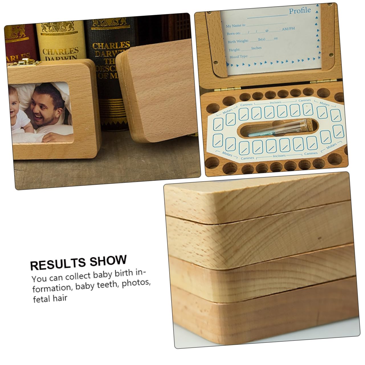 UPKOCH 3-Piece Wooden Tooth Box Set - Teeth Holder Organizer for Baby Teeth Keepsake, First Tooth Memory Box - Perfect for Kids' Milestone Preservation & Tooth Fairy Gifts