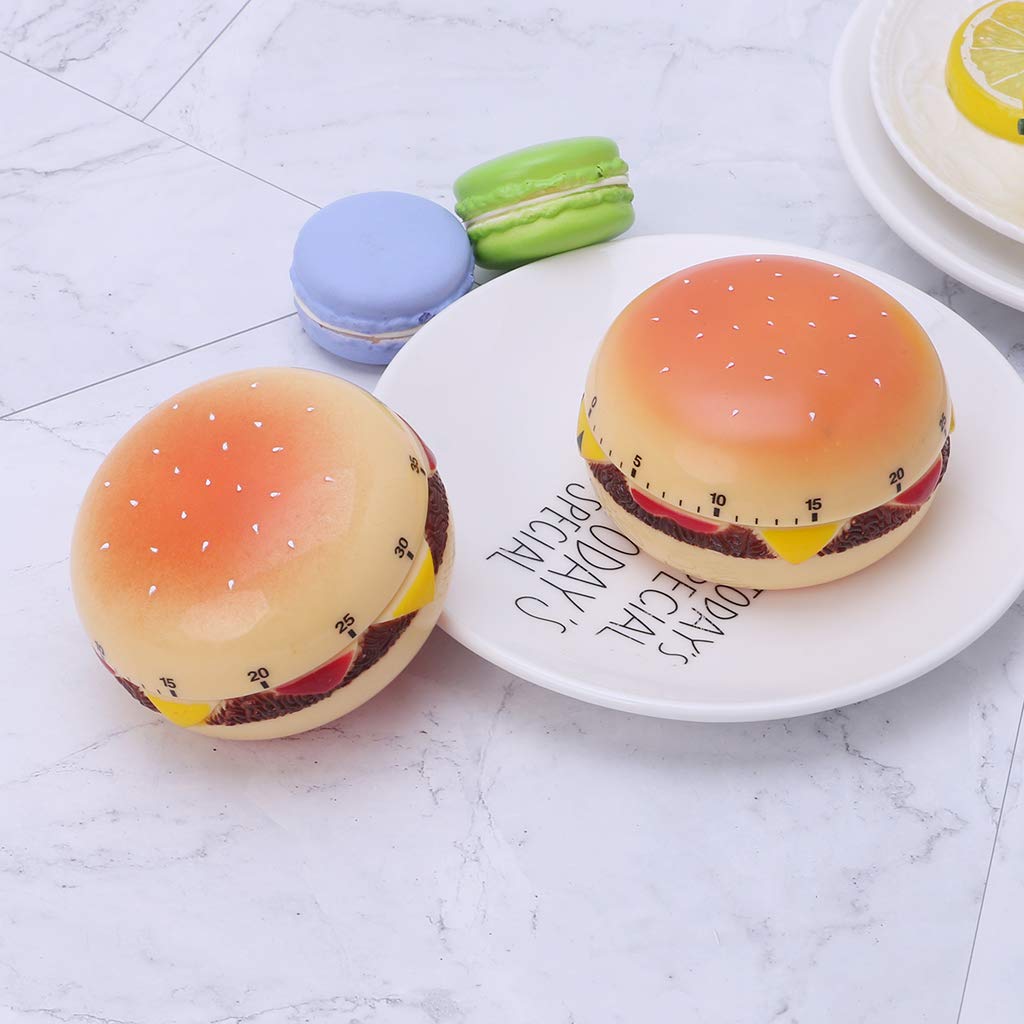 60 Minute Mechanical Kitchen Timer - Digital Countdown Alarm for Cooking, Baking & BBQ - Perfect Hamburger-Shaped Home Decor & Cooking Tool