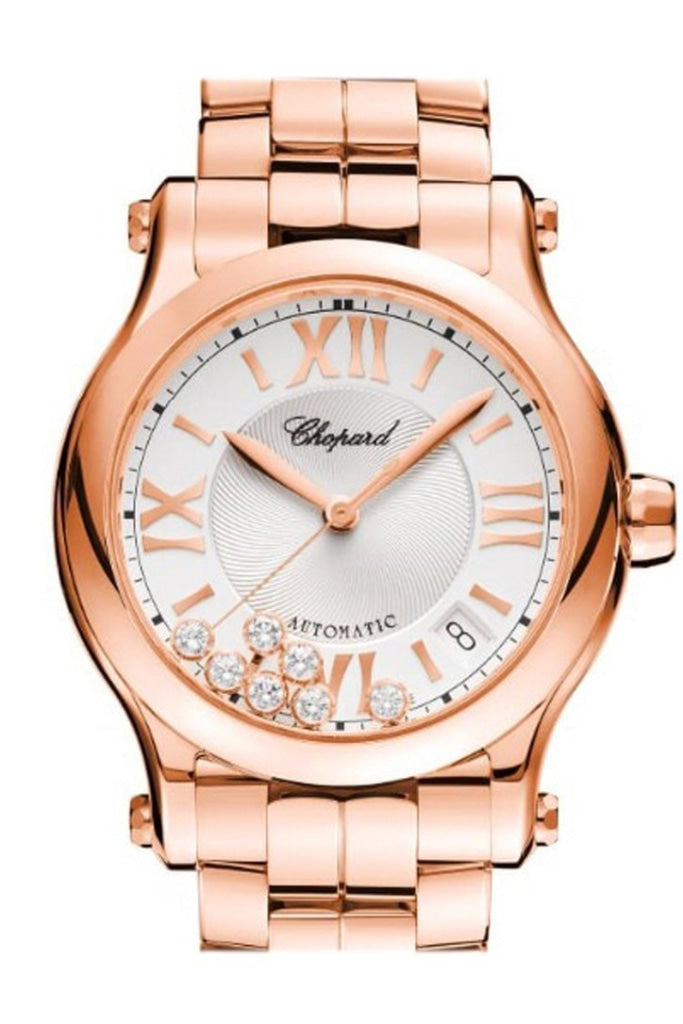 Chopard Happy Sport 36mm 18k Rose Gold Diamond Automatic Watch 274808-5002 for Women - Luxury Swiss Timepiece for Special Occasions & Everyday Elegance