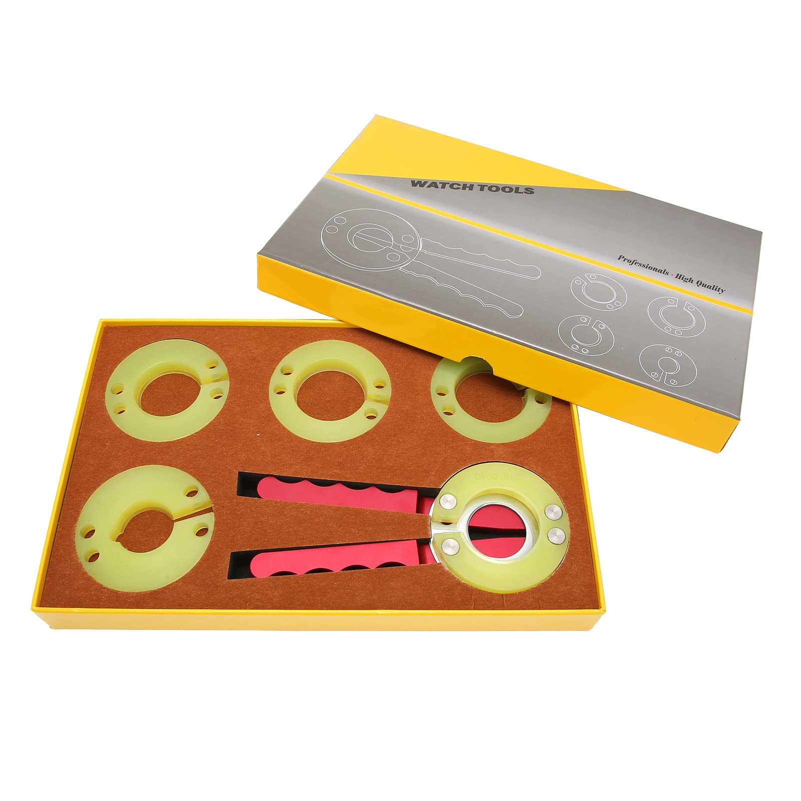 Professional Watch Bezel Ring Opener Tool - Adjustable Watch Back Case Remover with 4 Replacement Bezels & Alloy Handle - Perfect for Watch Glass Mirror Replacement & Watch Repair at Home or Workshop