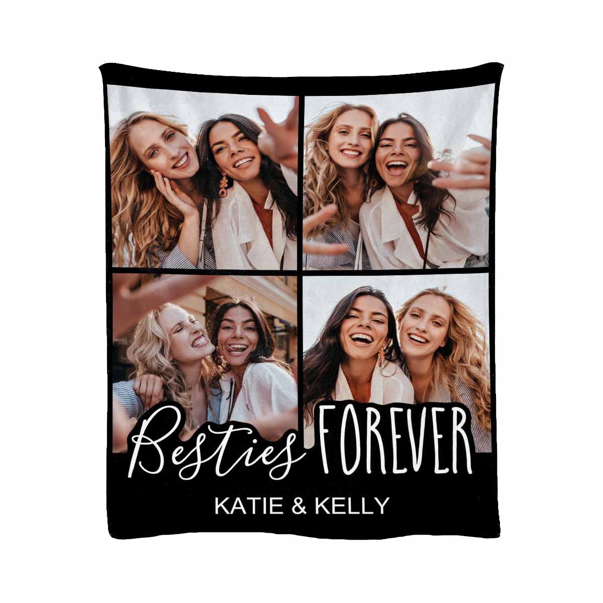 Best Friends Photo Fleece Blanket - Personalized Custom Picture Plush Throw Blanket 54