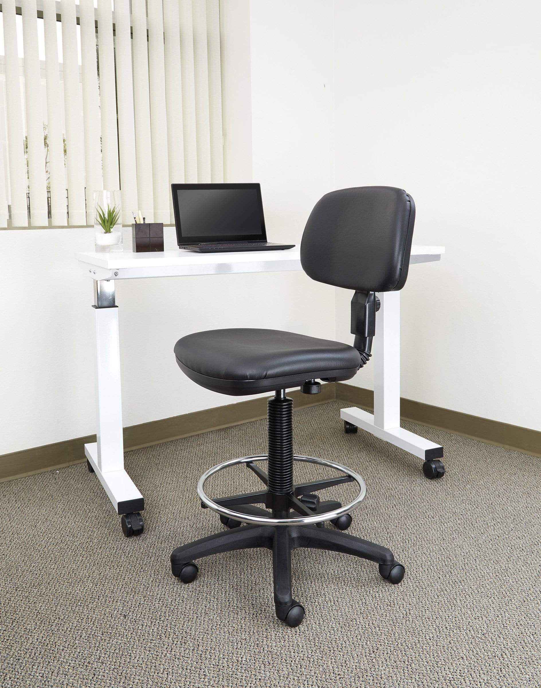 Office Star Work Smart Economical Vinyl Drafting Stool [DC517V] - Adjustable Height Rolling Chair for Architects, Artists & Designers - Perfect for Home Office, Studio & Workspace