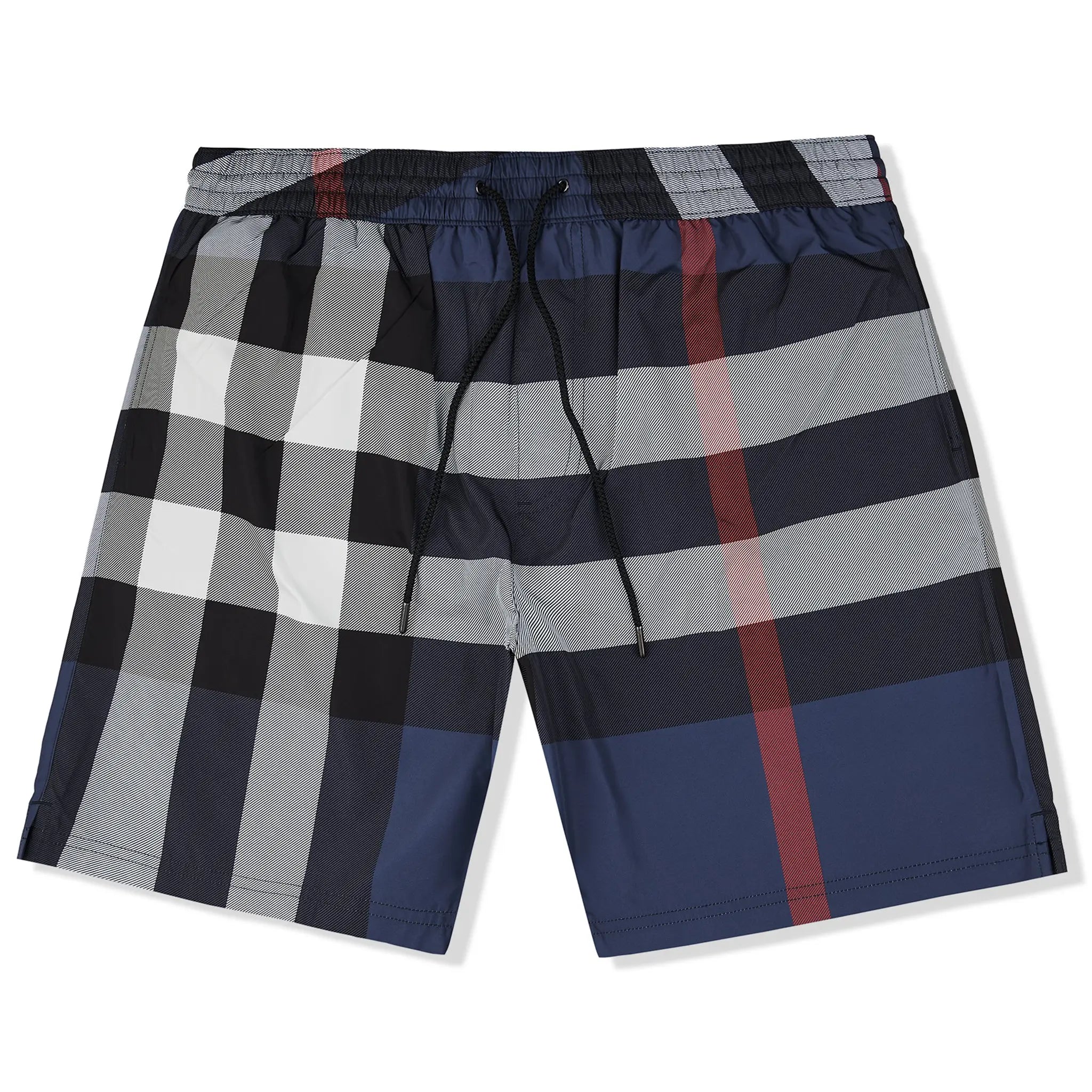 Burberry Check Carbon Blue Swim Shorts for Men - Classic Plaid Design, Quick-Dry Fabric - Perfect for Beach, Pool & Summer Vacations