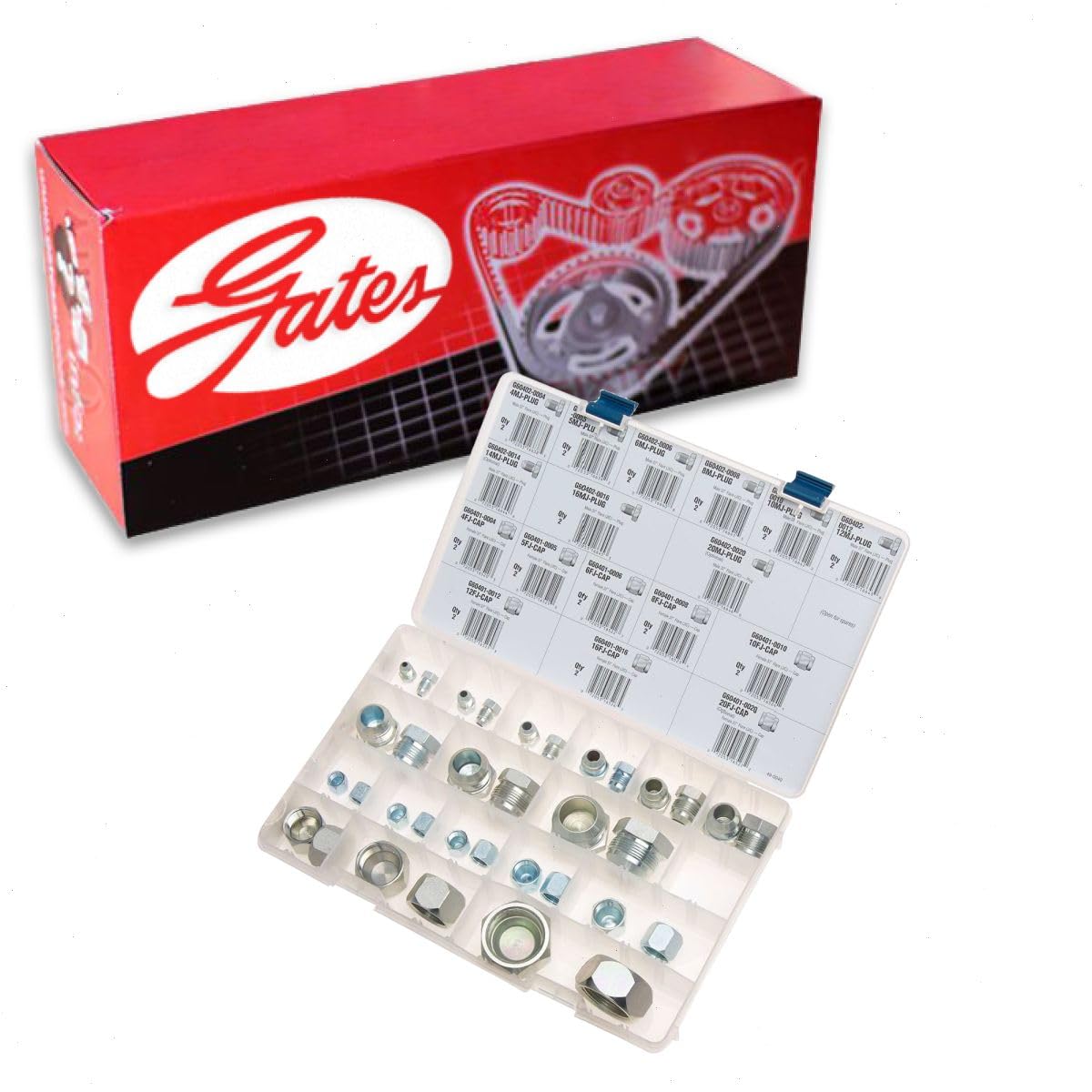 Gates 85003 JIC (MJ) Plug and Cap (FJ) Kit - Hydraulic Fitting Set for Heavy-Duty Equipment, Tractors, and Construction Machinery