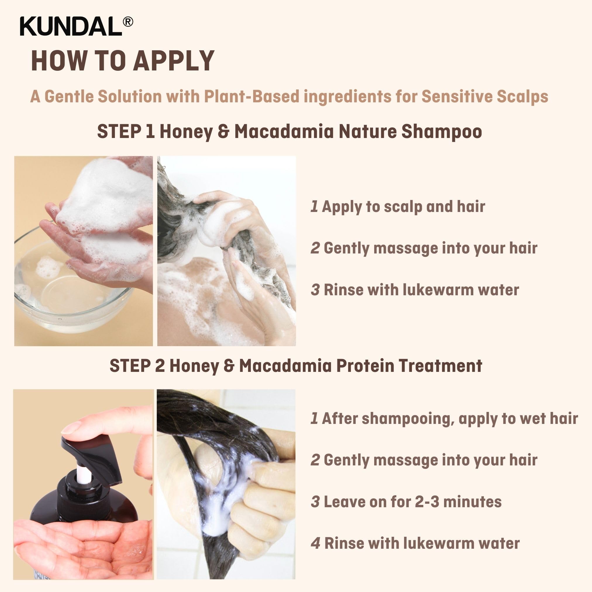 KUNDAL Natural Shampoo and Conditioner Set with Baby Powder Scent - Korean Hair Care for Moisturizing, Nourishing & Frizz Control | Sulfate-Free with Argan & Macadamia Oil (16.9 fl oz, Pack of 2) | Perfect for Dry, Damaged Hair & Daily Hair Care Routine