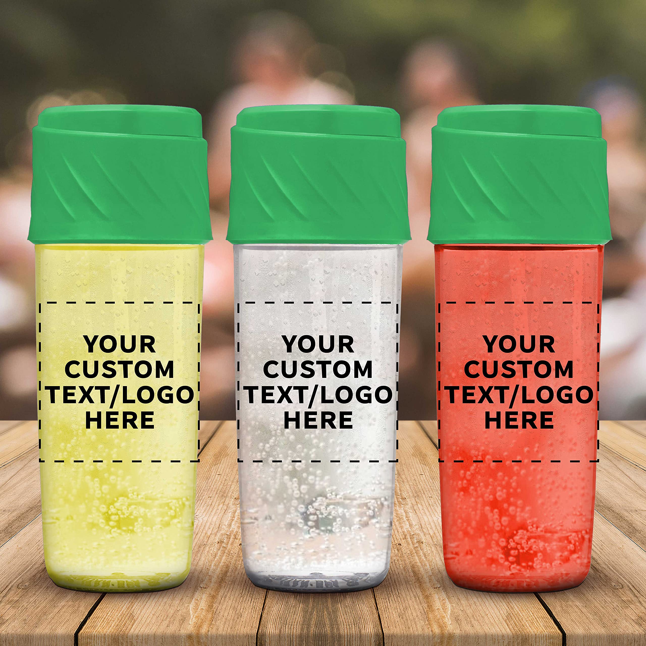 50 Pack 16oz BPA-Free Dual Sip-N-Snack Plastic Water Bottles with Screw-On Lids - Customizable Text & Logo - Bulk Reusable Drinkware for Schools, Sports Teams, Corporate Events & Outdoor Activities