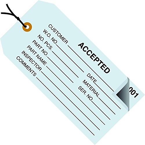 Aviditi G21012 Pre-Strung Inspection Tags - 'Accepted' Legend, 13-Point Cardstock, 4.75
