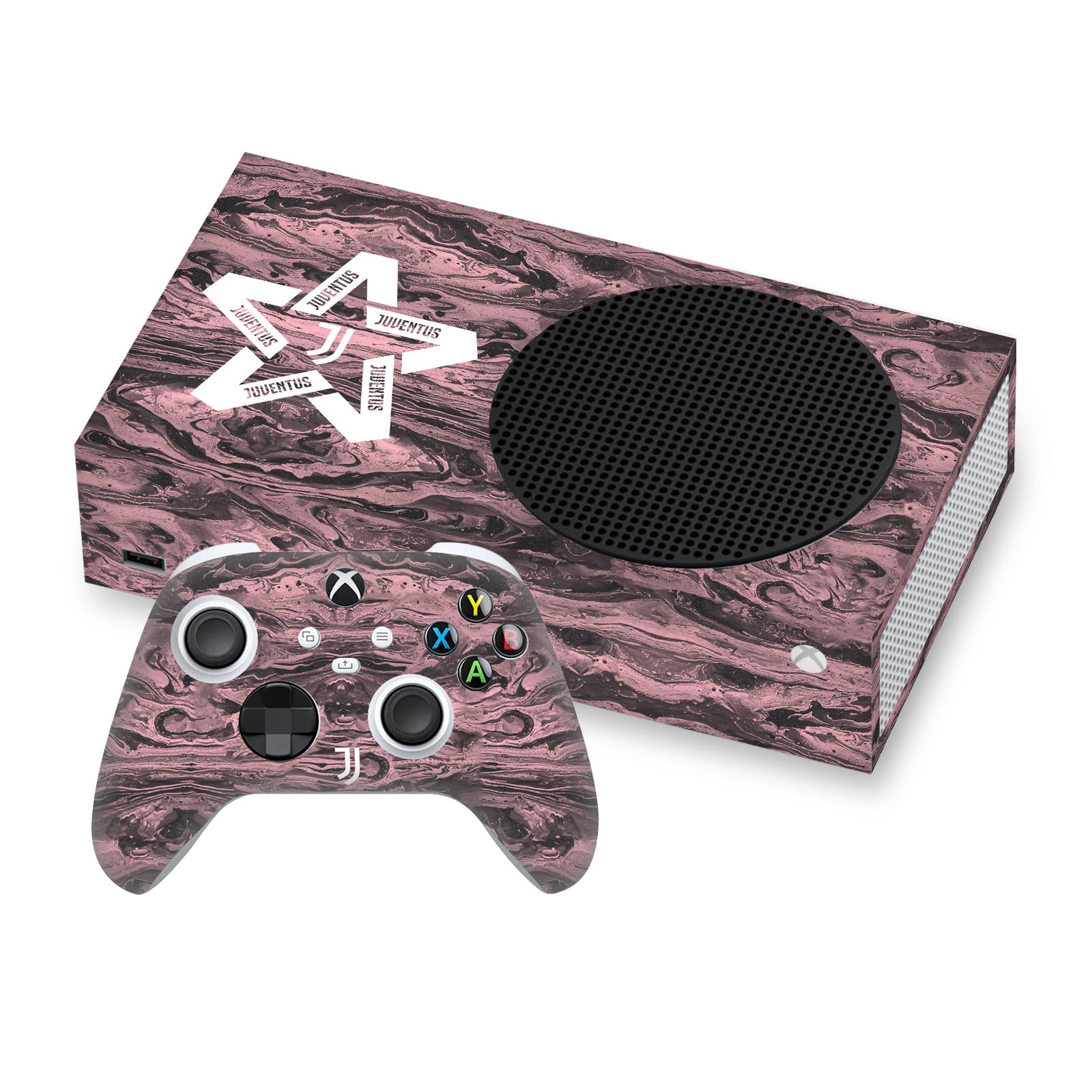 Officially Licensed Juventus FC Black & Pink Marble Vinyl Skin Decal for Xbox Series S Console & Controller - Durable Protective Cover for Gaming, Collectors & Football Fans - Perfect for Game Nights, Decor & Showcasing Team Pride