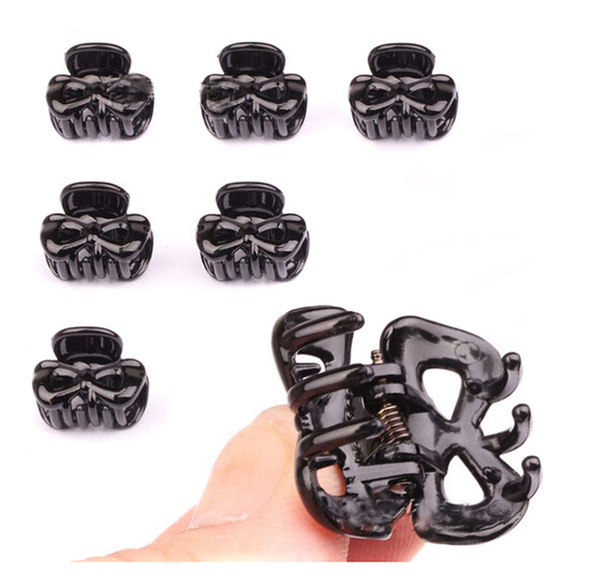 12 Pcs Mini Hair Clips for Women - Black Hair Claws & Bangs Pins for Styling