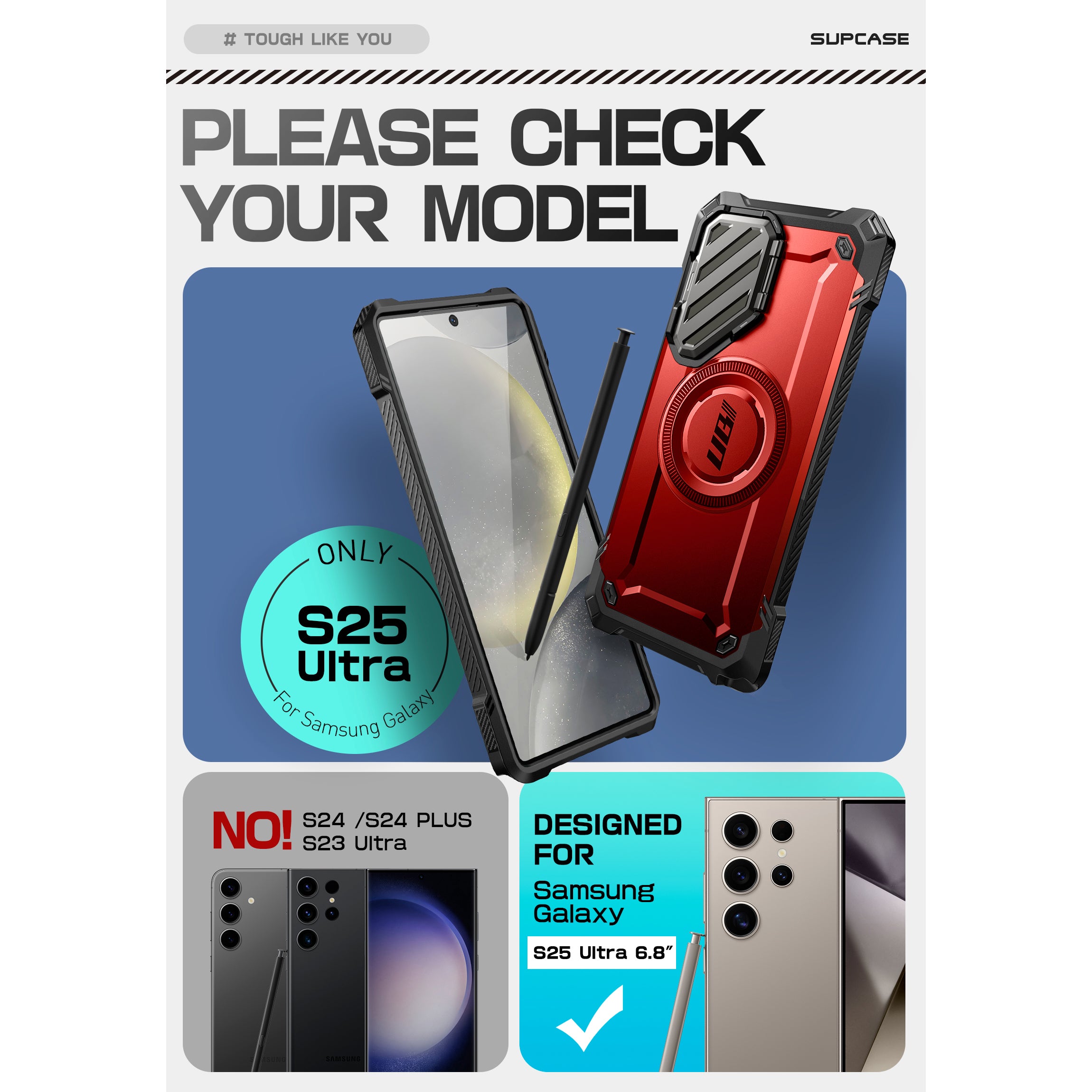 Samsung Galaxy S25 Ultra Unicorn Beetle MAG XT Bumper Case - Shockproof Protective Cover with Magnetic Mount, Metallic Red - Perfect for Outdoor Adventures & Daily Use