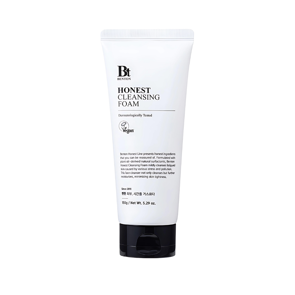 BENTON Honest Cleansing Foam 150g - Gentle Facial Cleanser for Sensitive Skin | Daily Skincare Routine, Makeup Removal & Deep Cleansing