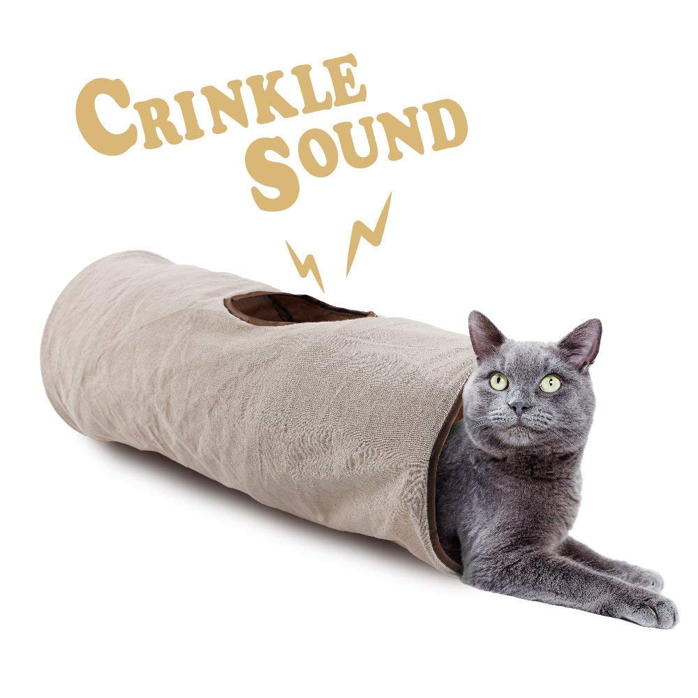 ALL FOR PAWS Collapsible Cat Tunnel & Cube - Interactive Kitten Toys for Indoor Play, Hide & Seek, Exercise - Soft & Durable Cat Toys for Comfort (Classic Comfort) - Perfect for Playtime, Training & Stress Relief