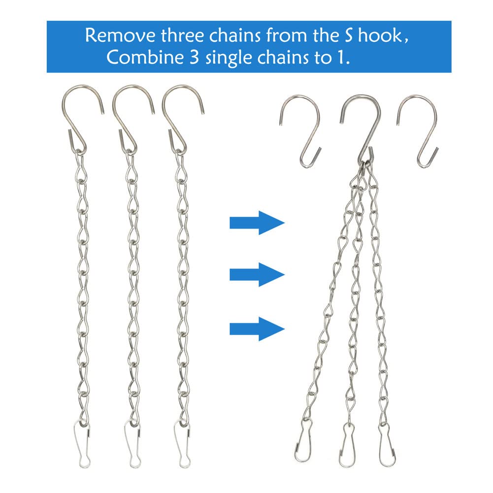 10 Pack 9.5 Inch Silver Hanging Chains - Heavy Duty Metal Hooks for Bird Feeders, Planters, Lanterns, Wind Chimes & Home Decor - Indoor/Outdoor Use for Gardens, Patios & Porches