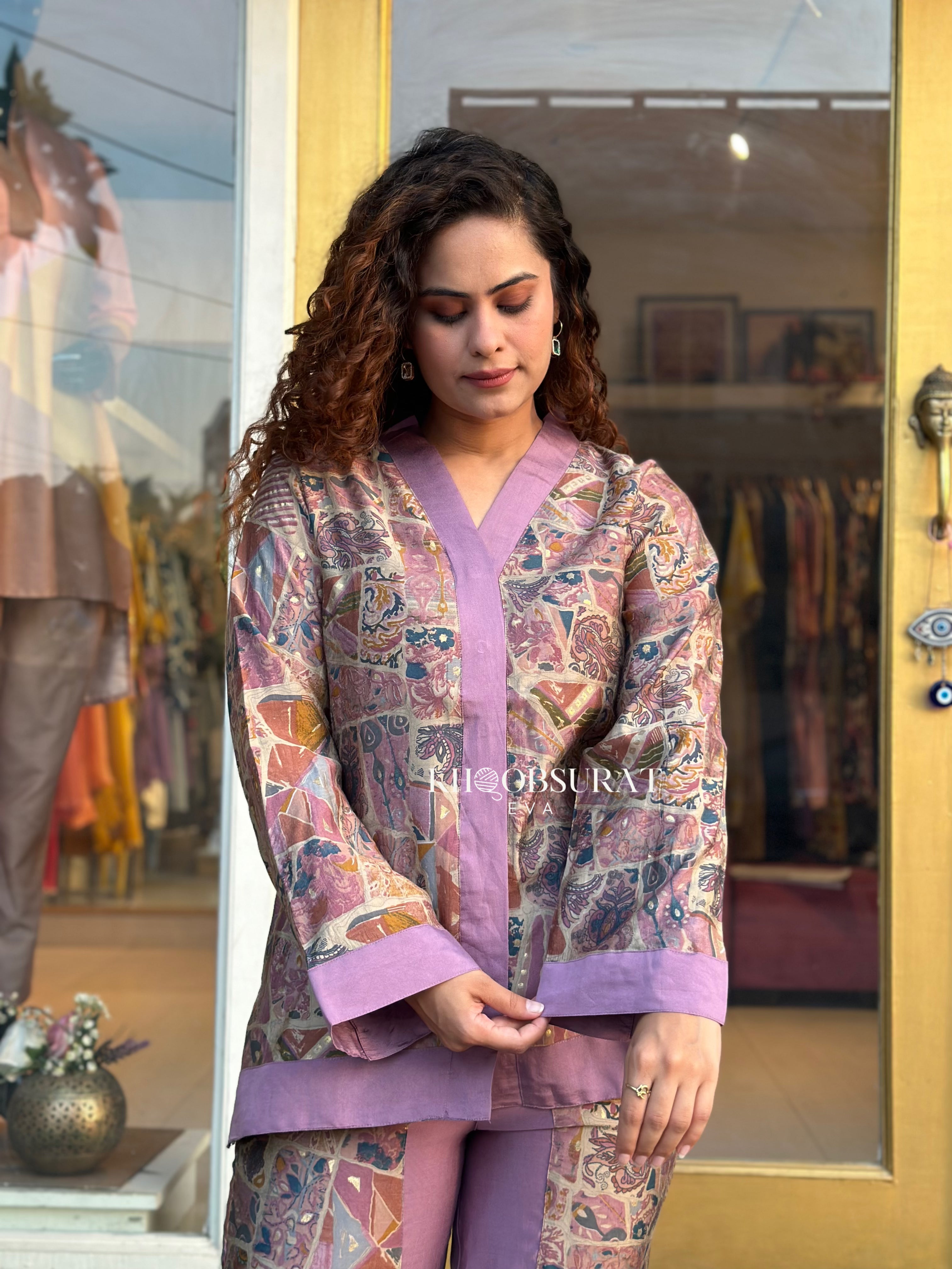SHE SHINES Women's Pink Silk Coord Set - Elegant Loungewear & Sleepwear for Comfortable Nights and Relaxing Evenings