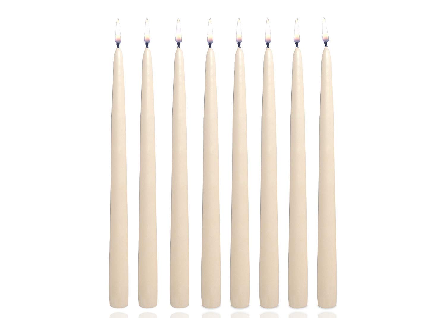 Rambue Classic Hand-Dipped 8-Inch Ivory Taper Candles - Set of 12 Individually Wrapped for Elegant Dining, Romantic Dinners & Home Decor