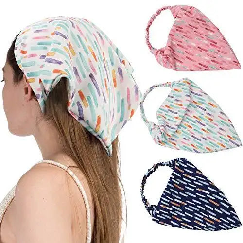 Floral Elastic Hair Kerchief Scarf Set of 3 - Stylish Headbands for Women, Girls | Perfect for Summer, Beach, Yoga, and Outdoor Activities
