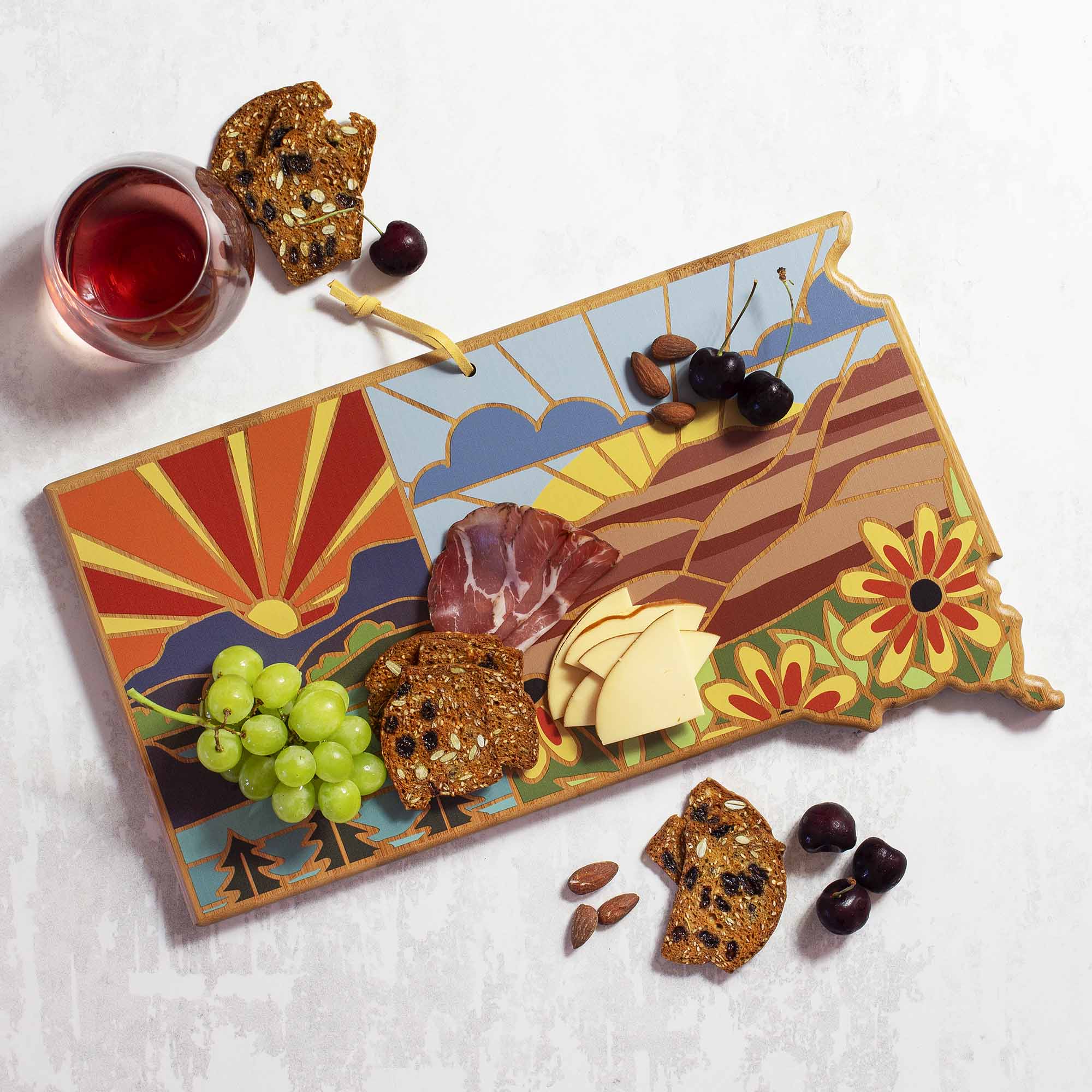 Handcrafted South Dakota Themed Wooden Cutting Board - Summer Stokes Artwork - Perfect for Kitchen Decor, Gift Giving & Serving Charcuterie