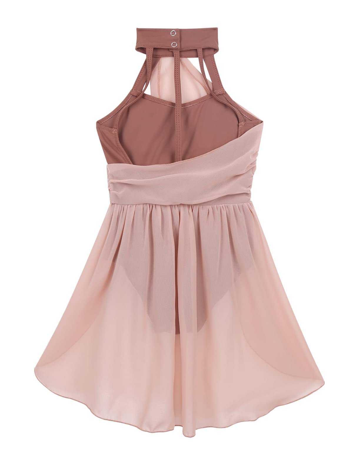 Elegant Sxiwei Girls Ballet Leotard Dress - Halter Neck Chiffon Dancewear for Ballroom, Lyrical & Contemporary Performances | Perfect for Recitals, Competitions & Dance Classes